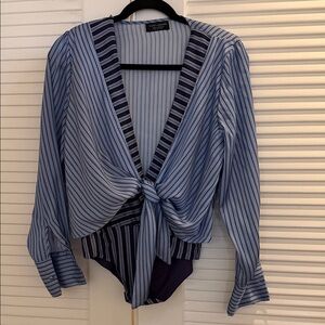 Zara Blue and Purple Striped Bodysuit
